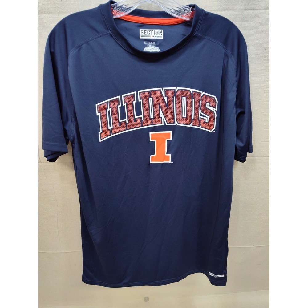 Majestic Section 101 Illinois Fighting Illini Men Medium Navy Blue Performance T